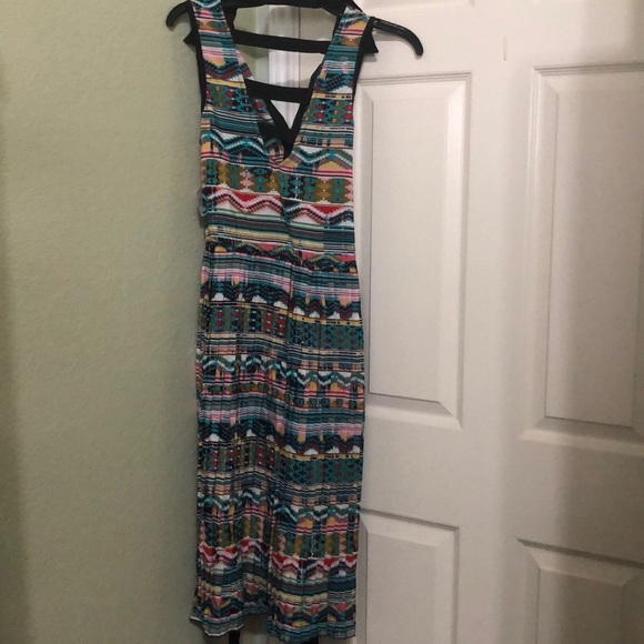 Angie Geo print & pleats button dress - Picture 3 of 7